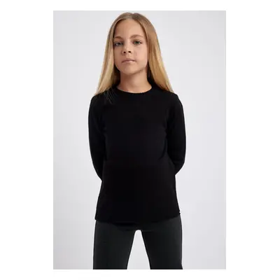 DEFACTO Girl's Black Crew Neck School Sweater