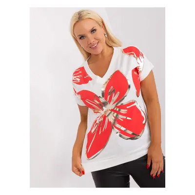 Ecru-red blouse of larger size