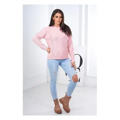 Sweater with braided weave powder pink