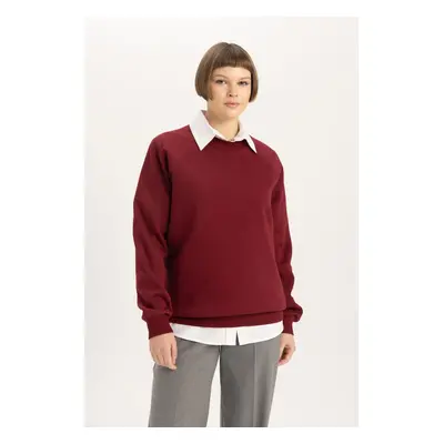 DEFACTO Oversize Fit Crew Neck Thick Basic Sweatshirt