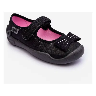 Children's slippers Ballerina bow Befado Black