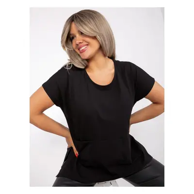 Women's black blouse plus size with pockets