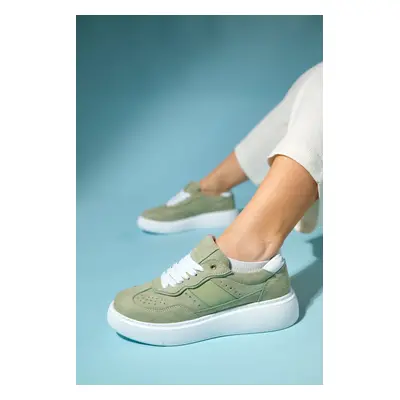 LuviShoes BEICE Green Suede Women's Sneakers