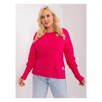 Fuchsia blouse with a round neckline size plus