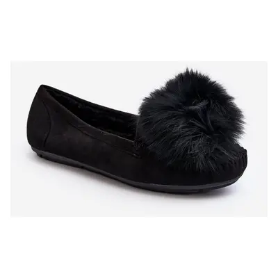 Women's loafers with fur black Novas