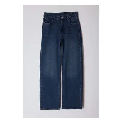 Trendyol Dark Blue High Waist Wide Leg Jeans