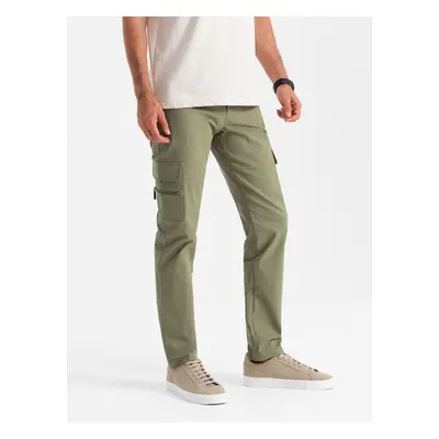 Ombre Men's STRAIGHT LEG cargo pants with zippered pockets - olive