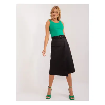 Black midi cargo skirt with pockets