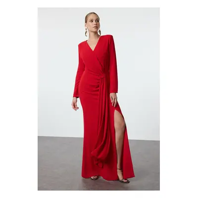 Trendyol Red Plain Regular Unlined Woven Evening Dress & Graduation Dress