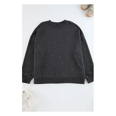 Trendyol Curve Anthracite Thick Staple Detailed Knitted Sweatshirt