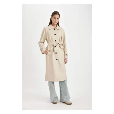 DEFACTO DFC - Regular Fit Faux Leather Trench Coat