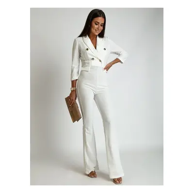 White jumpsuit with wide legs