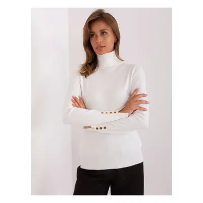 Ecru women's turtleneck with viscose