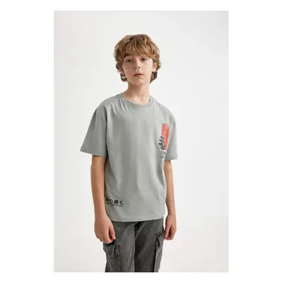 DEFACTO Boys Oversize Fit Crew Neck Printed Short Sleeve T-Shirt