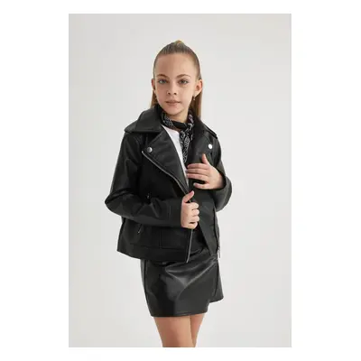 DEFACTO Girl's Water Repellent Jacket Collar Coat