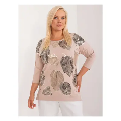 Beige cotton blouse plus size