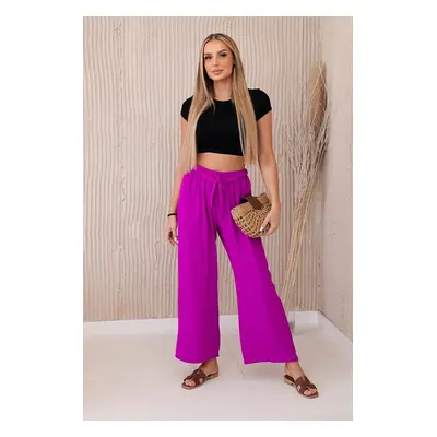 Wide-waisted trousers in dark purple colour