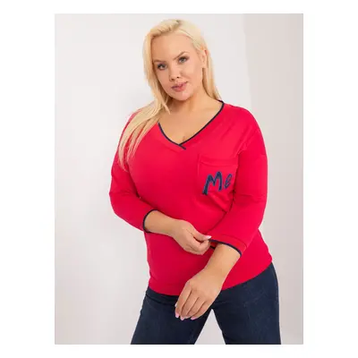 Red plus size blouse with 3/4 sleeves