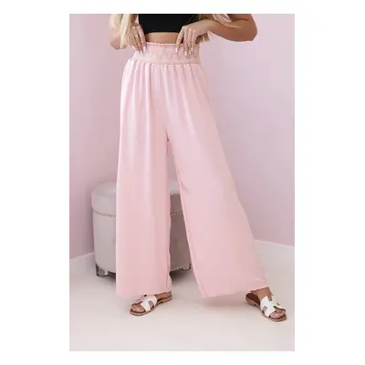 Trousers with wide elastic waistband powder pink