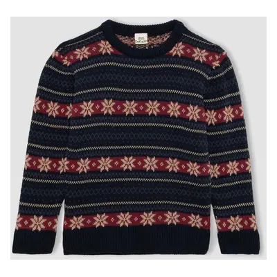 DEFACTO Boy's New Year's Themed Crew Neck Sweater