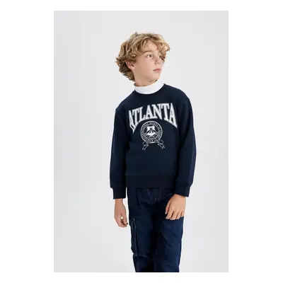 DEFACTO Boy's Crew Neck Printed Thick Sweatshirt