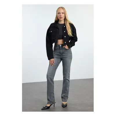 Trendyol Anthracite More Sustainable High Waist Flare Jeans