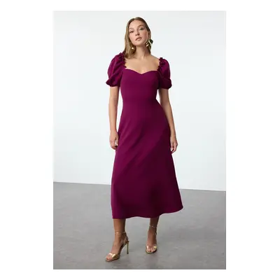 Trendyol Plum A-Line Gathered Sleeve Woven Dress