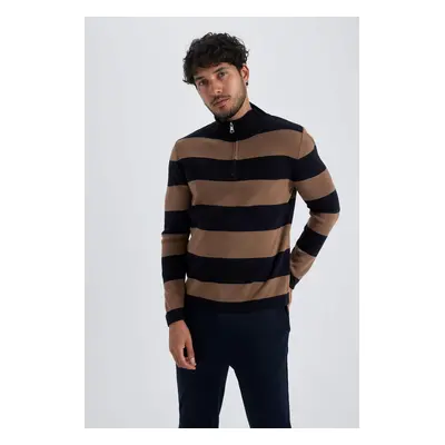 DEFACTO Slim Fit Striped High Neck Striped Patterned Sweater