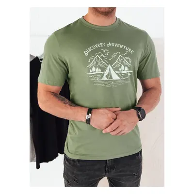 Men's T-shirt with print, green Dstreet