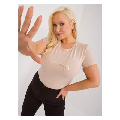 Beige cotton T-shirt plus size