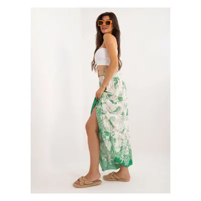 White and green boho patterned skirt