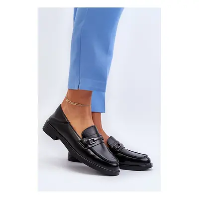 Women's leather loafers black Nurea