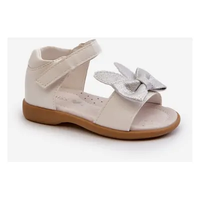 Children's sandals with bow, Velcro fastening, white Wistala