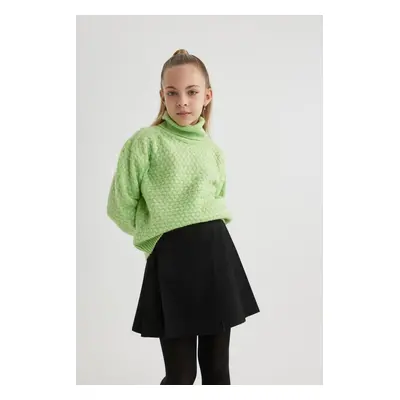 DEFACTO Girl Oversize Fit Wide Pattern Turtleneck Sweater B1729a823wn