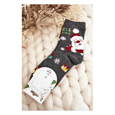 Women's Socks With Santa Claus Grey