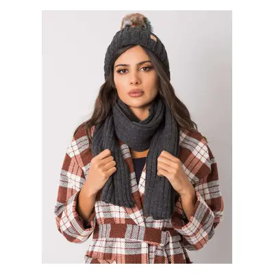 RUE PARIS Graphite winter set, hat and scarf