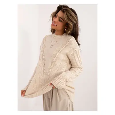 Light beige women's knitted sweater