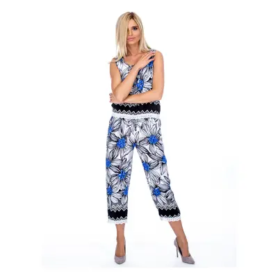 Black and blue patterned top and trousers