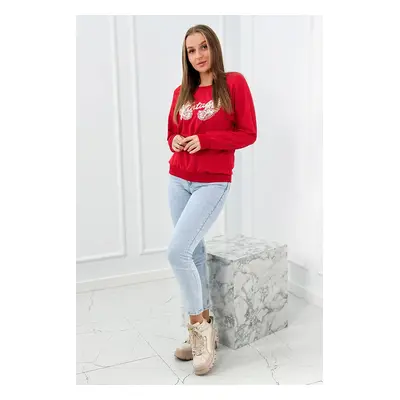 Red sweatshirt with print