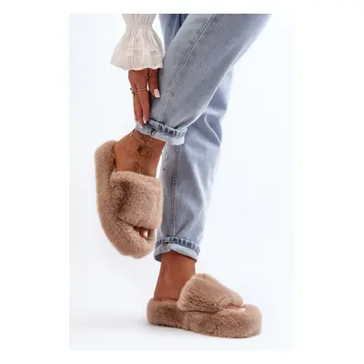 Women's Beige Fur Slippers Biella