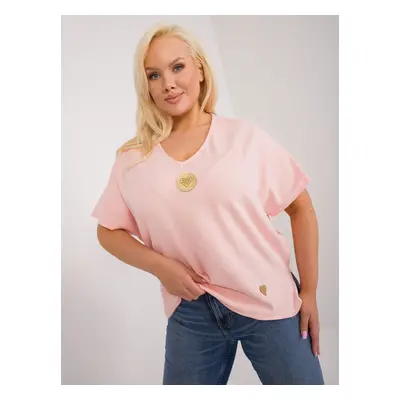 Plus Size Peach Blouse with Patches