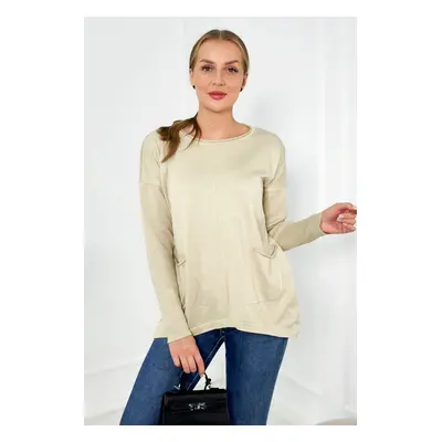 Sweater with front pockets beige