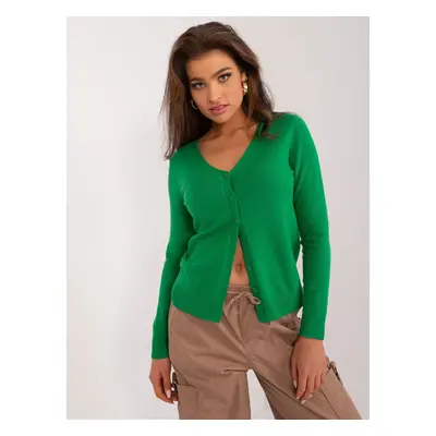 Green classic sweater with button fasteners