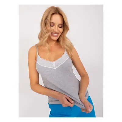 Grey ribbed top with lace SUBLEVEL tank top SUBLEVEL