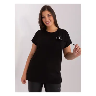 Women's black blouse plus size with short sleeves