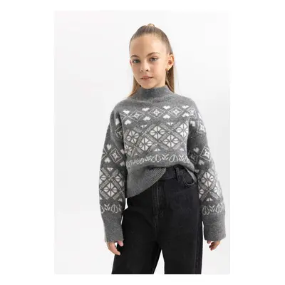 DEFACTO Girls New Year Themed Crew Neck Sweater