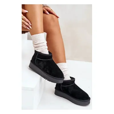 Women's suede snow boots on platform black Nereviana