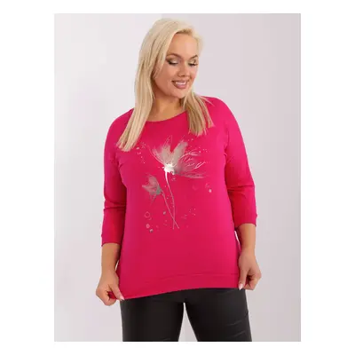 Fuchsia women's blouse plus size with print