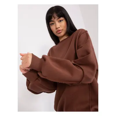 Brown hoodless sweatshirt with stitching