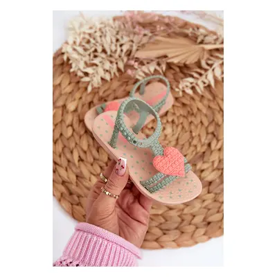 Children's sandals with heart Ipanema My First Baby Green